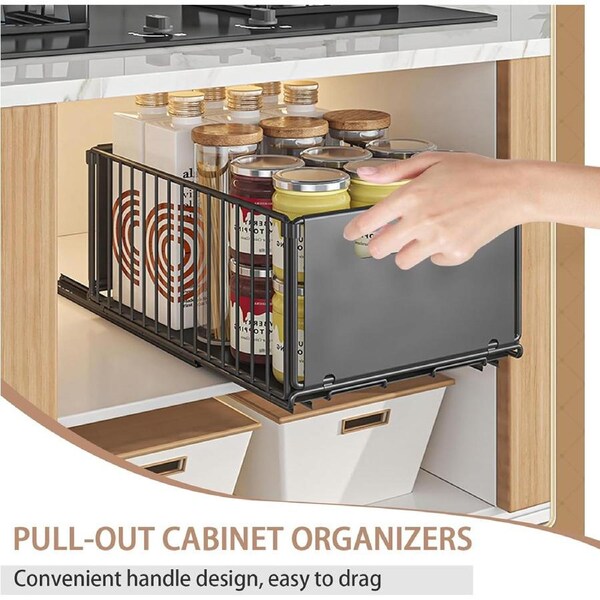 2-Pack Slide Out Cabinet Organizer for Kitchen and Bathroom