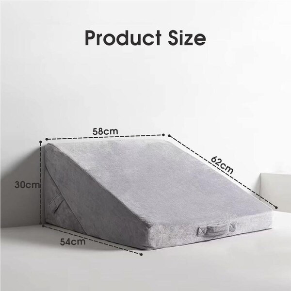 Adjustable Bed Wedge Pillow for Sleeping and Reading, Gray