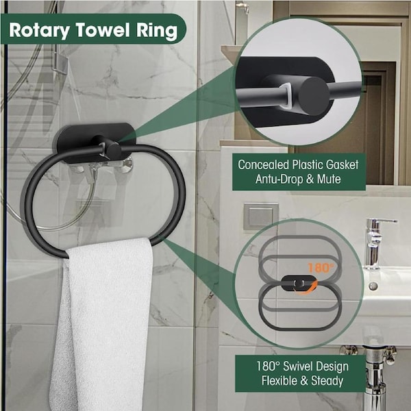 15.7" SUS304 Stainless Steel Towel Bar Set Matte Black