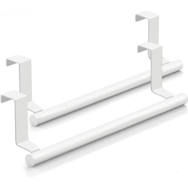Stainless Steel Over Door Towel Rack Holders 2pcs White