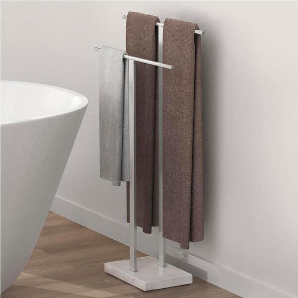 Standing Towel Rack 2 Tier with Marble Base SUS 304 Stainless Steel