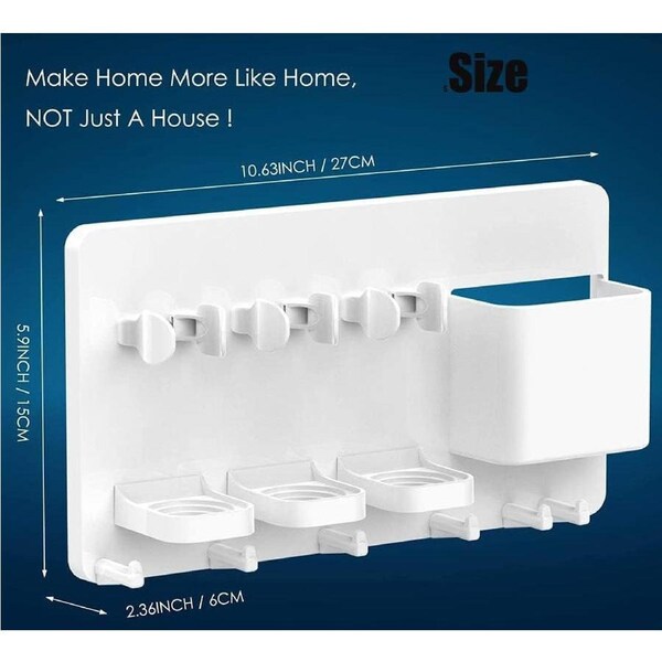 Wall Mounted Electric Toothbrush Holder Razor Organizer White