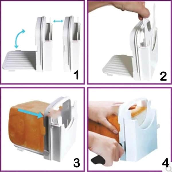 Adjustable Foldable Bread Slicer for Homemade Bread White