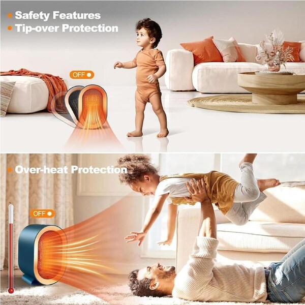 1200W Energy Efficient Ceramic Heater Fan for Home and Office