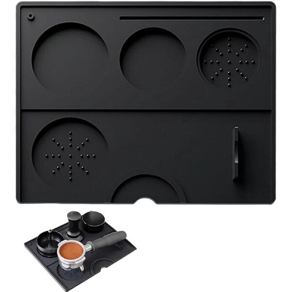 Silicone Espresso Coffee Tamping Mat Non-Slip Organizer Black