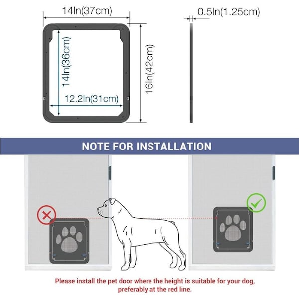 Lockable Dog Door for Screen - Fits Small to Large Pets