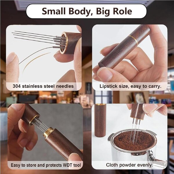WDT Tool 5 Needle Espresso Coffee Stirrer with Wood Handle