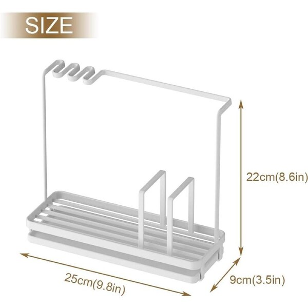 Kitchen Sink Tray Drainer Rack and Sponge Holder Organizer