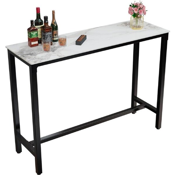 Rectangle Bar Table Sintered Stone 120cm Cold Jadeite Marble