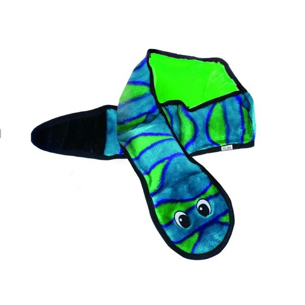 Invincibles Snake Dog Toy (Blue/Green) - 6 Squeaker