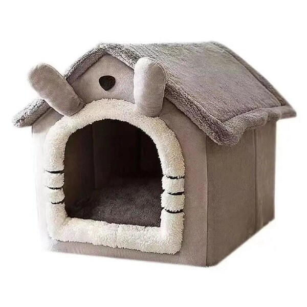 Soft Indoor Dog House & Bed, Washable Grey