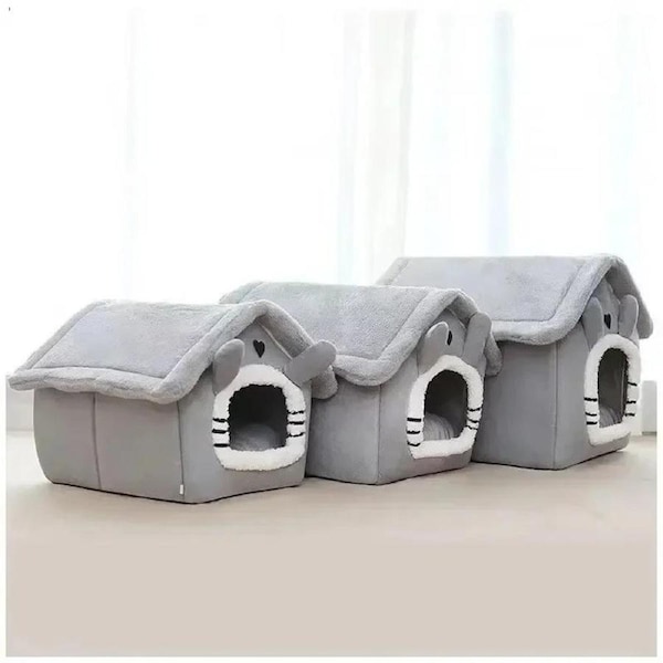 Soft Indoor Dog House & Bed - Washable Grey