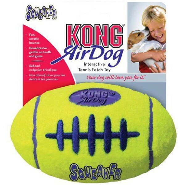 Air Dog Squeaker Football Dog Toy, Large, Yellow