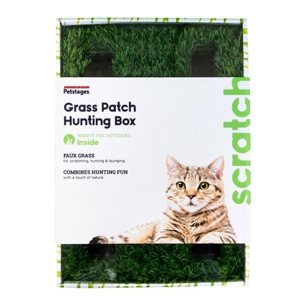Grass Patch Hunting Box Interactive Cat Toy with Faux Grass