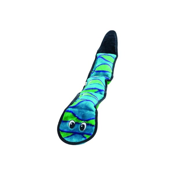 Invincibles Snake Dog Toy (Blue/Green) - 3 Squeaker