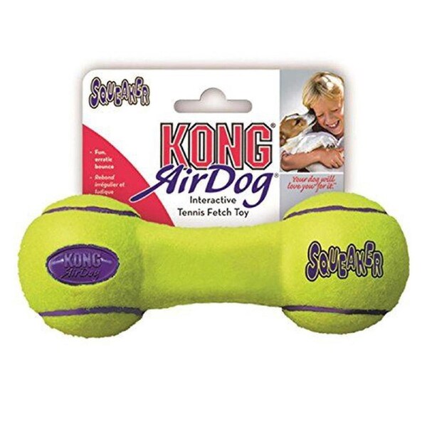 Air Dog Squeaker Dumbbell Dog Toy, Large, Yellow