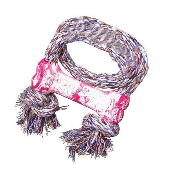 Puppy Goodie Bone with Rope Dog Toy, X-Small, Colors May Vary ( Blue/Pink)