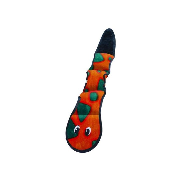 Invincibles Snake Dog Toy (Orange/Blue) - 3 Squeaker