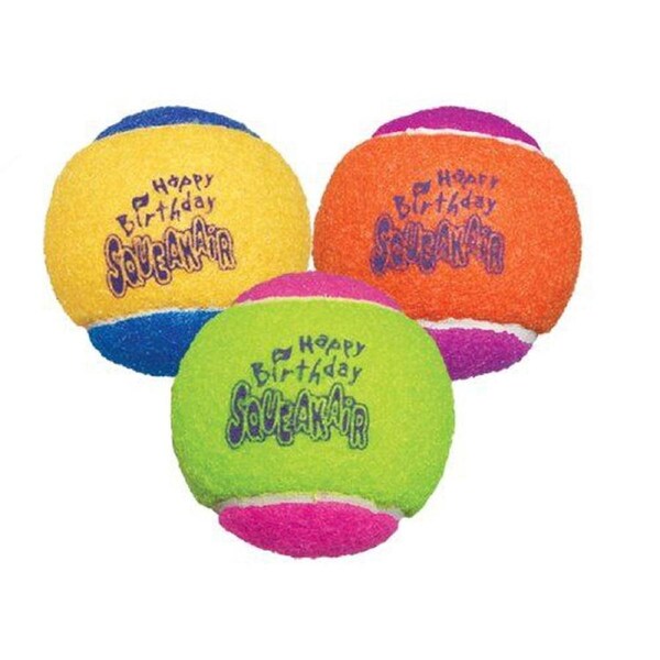 Air Dog Squeakair Birthday Balls Dog Toy, Medium, Colors Vary (3 Balls)