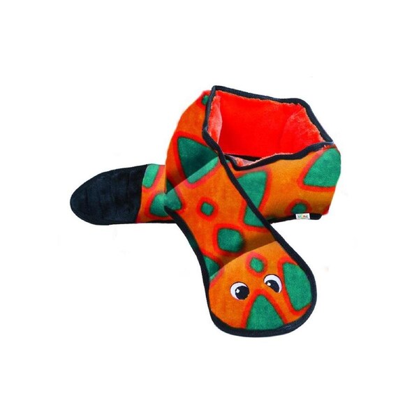 Invincibles Snake Dog Toy (Orange/Blue) - 6 Squeaker
