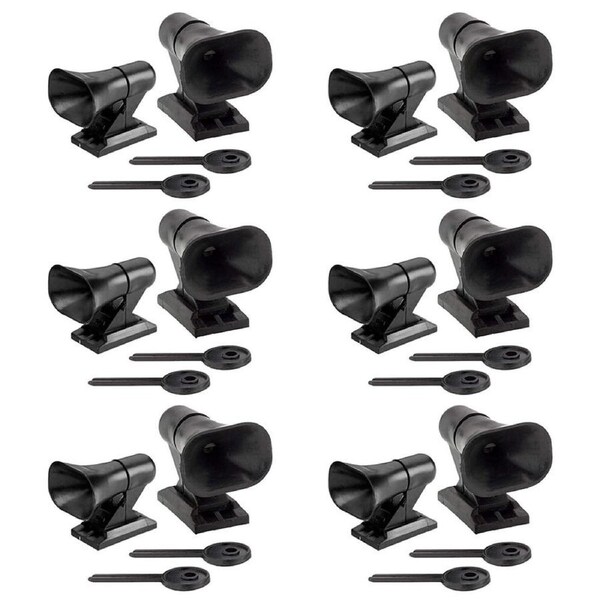 6x 2pc Wildtrak Wild Animal Deterrent Vehicle Whistles Car Device Black