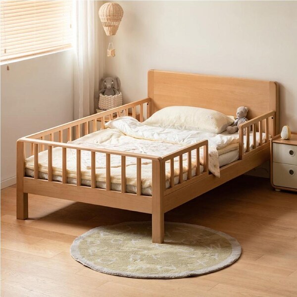 Ivan 1.2m FAS-Graded Solid Beech Wood Kids Bed Frame with Mattress Children's Bed
