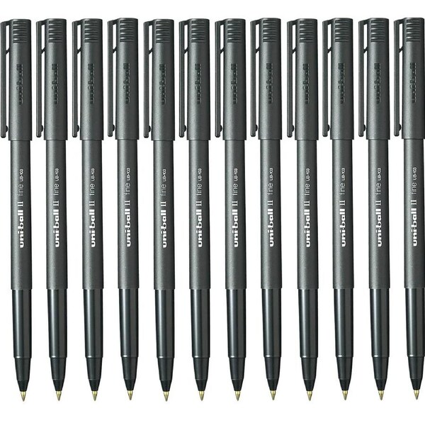Uni-Ball II Liquid Ink Rollerball Pen 0.7mm Black Box 12