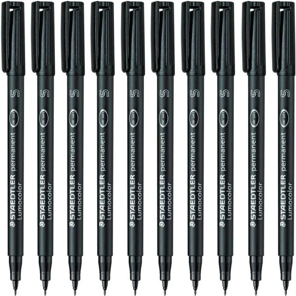 Staedtler 313 Lumocolor Permanent Superfine Marker Pen Black Box 10
