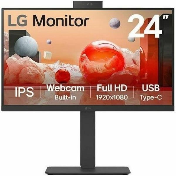 LG 24BA850-B 24" Class Webcam Full HD LCD Monitor - 16:9 - Textured Black - 23.8" Viewable - In-plane Switching (IPS) Technology - 1920 x 1080 - 16.7
