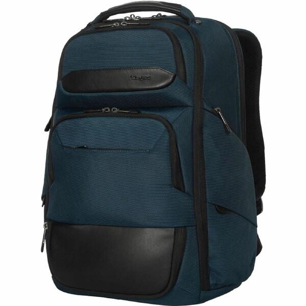 Targus HeritageLuxe TBB65602GL Carrying Case (Backpack) for 38.1 cm (15") to 40.6 cm (16") Notebook - Blue - RFID Resistant - Leather Body - Shoulder