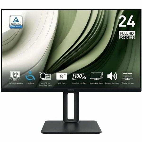 Black 23.8in/IPS/FHD/100Hz/1ms/DP HDMI VGA/Height Adjustable/Speakers/Internal Power/EPEAT Silver/4Y