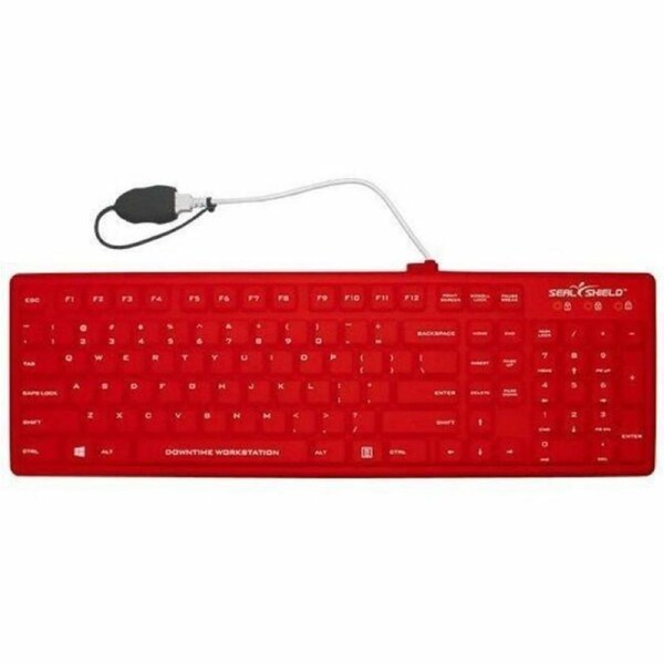 Seal Silk Pro# Keyboard - Red - Washable - IP68-certified - industrial-grade cleaners & disinfectants - Quick Connect w/6ft Extension Cable # a cover