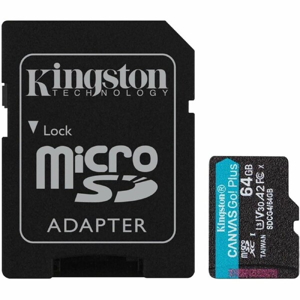 64GB microSDXC Canvas Go Plus Gen4 200MB/s A2 U3 V30 Card + Adapter