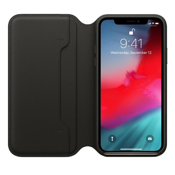 Apple iPhone XS Max Leather Folio - Black Black