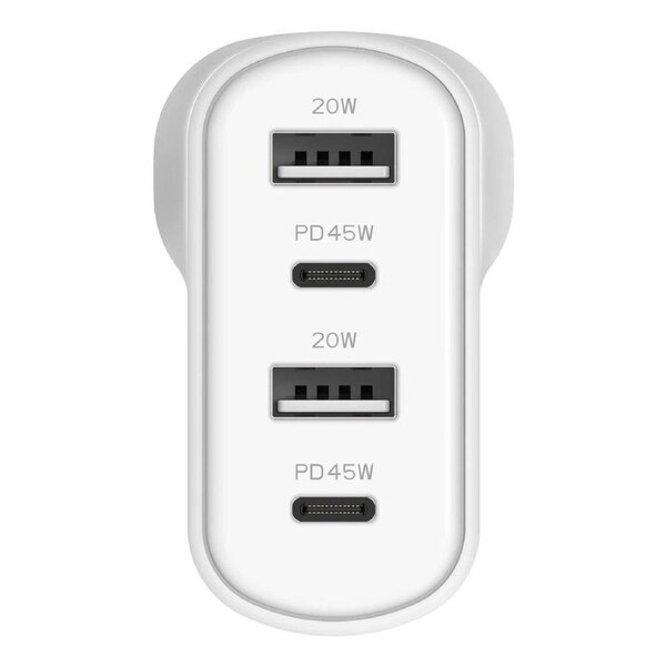 Cygnett Powerplus 45W Quad PD AC Charger CY3675PDWLCH - White White