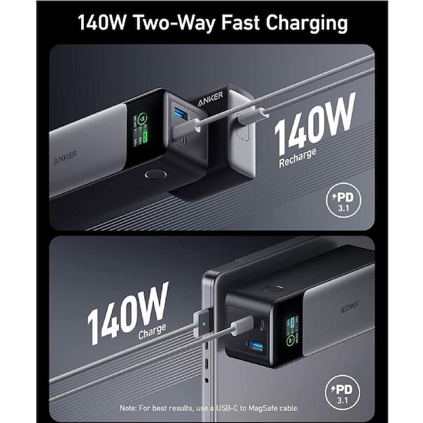 Anker 737 Portable Power Bank (PowerCore 24K) Gen 2 140W A1289011 Black