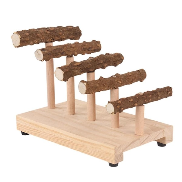Pepper Wood Ladder Parrot Stand Bird Toy Perch Cage Accessory for Birds And Pets