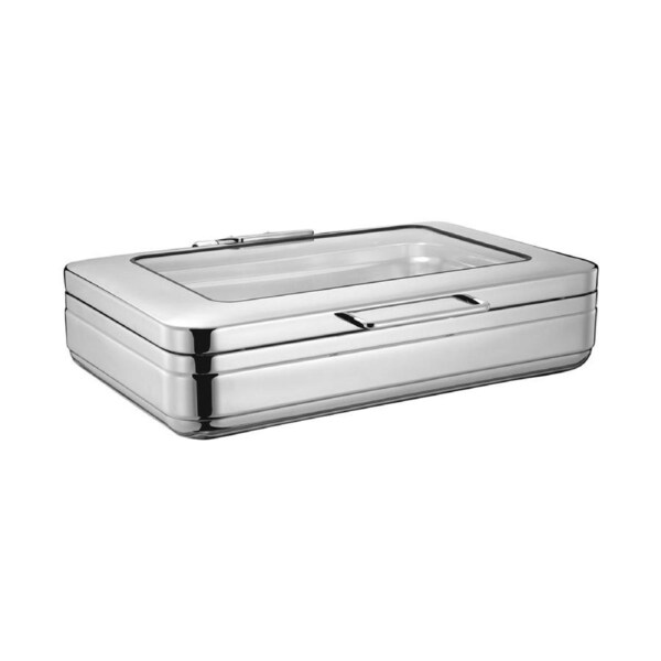 Chef Inox Induction Chafer Rectangular Stainless Steel GN 1/1 with Glass Lid