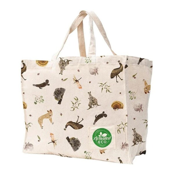 Activated Eco Tote-ally Wild Animal Print Shopping Bag with Pockets