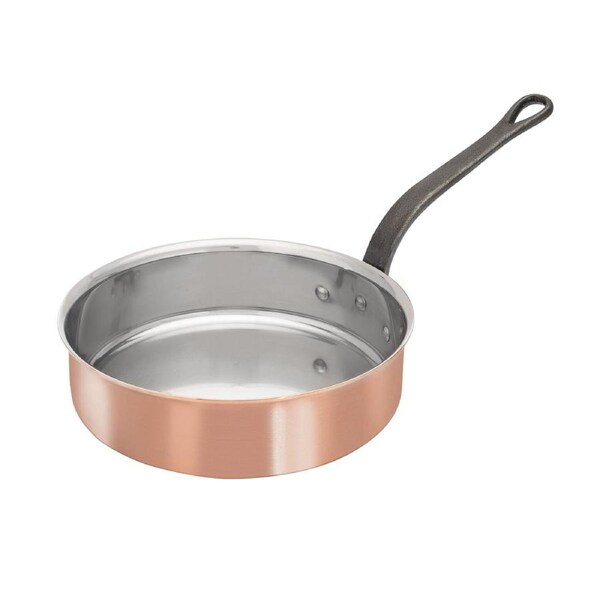 Matfer Bourgeat Copper Saute Pan - 200mm, Stainless Steel Interior, Cast Iron Handle