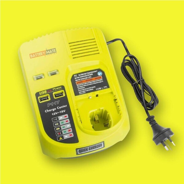 Ryobi One Plus 18v Charger Replacement - 18V-12V Dual Chemistry IntelliPort P117 Compatible