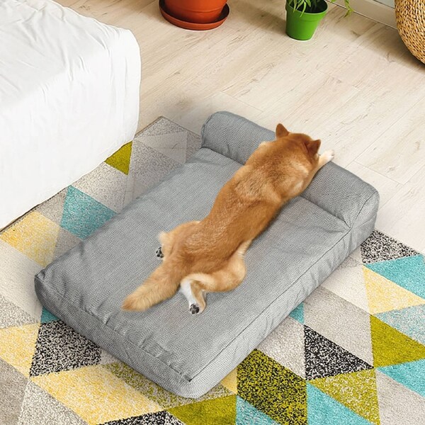 Pawz Pet Dog Memory Foam Bed Orthopedic Beds Waterproof Inner Washable Grey 91cm x 68cm x 16cm