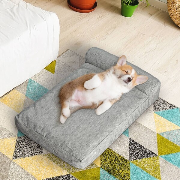 Pawz Pet Dog Memory Foam Bed Orthopedic Beds Waterproof Inner Washable Grey 76cm x 51cm x 16cm