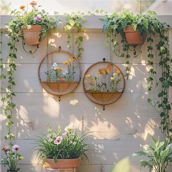 Willow & Silk Set/2 Asst Dragonfly + Butterfly Wall Planters 39x10x39cm
