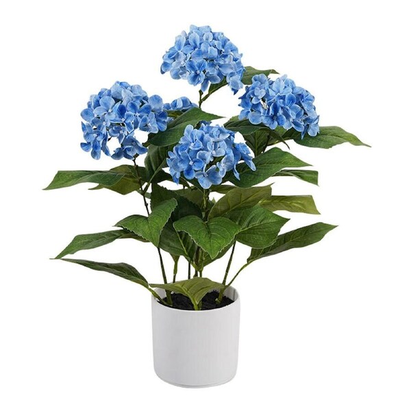 Willow & Silk Potted Artificial Serene Blue Hydrangea 35x35x50cm