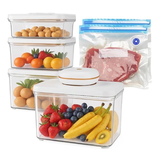 Advwin Vacuum Sealer Box Set, Vacuum Food Sealer with 3 Airtight Food Storage Containers, 60kpa Food Preservation System Suction for Meal Prep & Kitchen Organisation