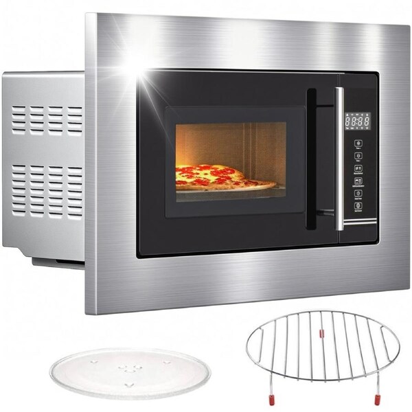 Advwin 20L Built-In Microwave Oven, 800W Microwave Oven, Touch Control Microwave with Timer and Defrost, 5 Power Levels Kitchen Appliance for Kitchen - Stainless Steel