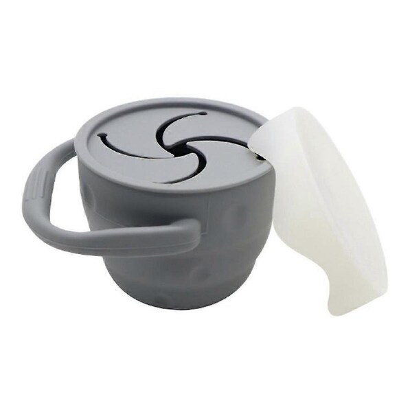 Grey Snack Attack Snack Cup - Silicone Snack Container - Toddler And Baby Snack Catcher Lid