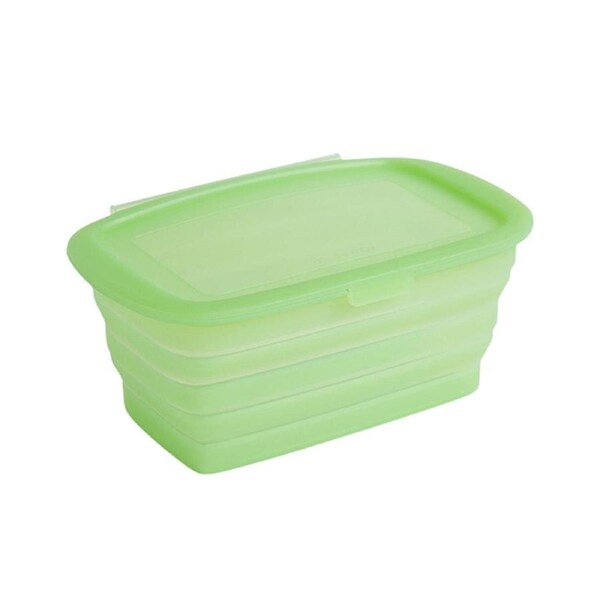 1L Food Container with Lid Good Sealing Heat-proof Cold Resistant Foldable Fruit Vegetable Food