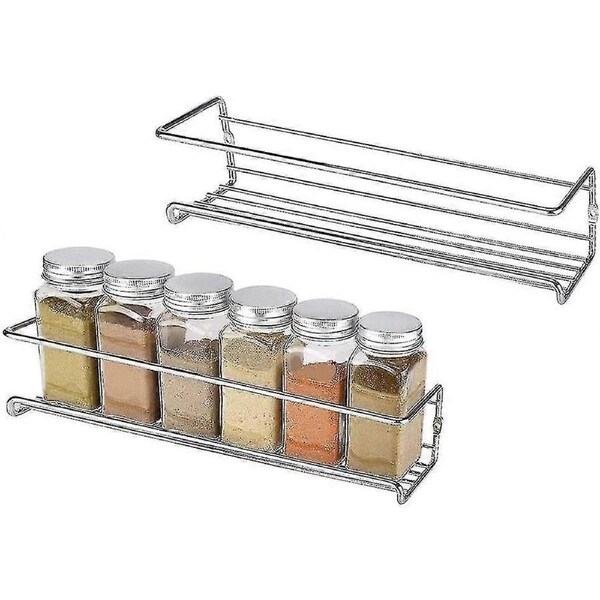 Metal Spice Rack, 2 Pieces Metal Spice Rack, Wall Spice Racks, Adhesive Stainless Steel Spice